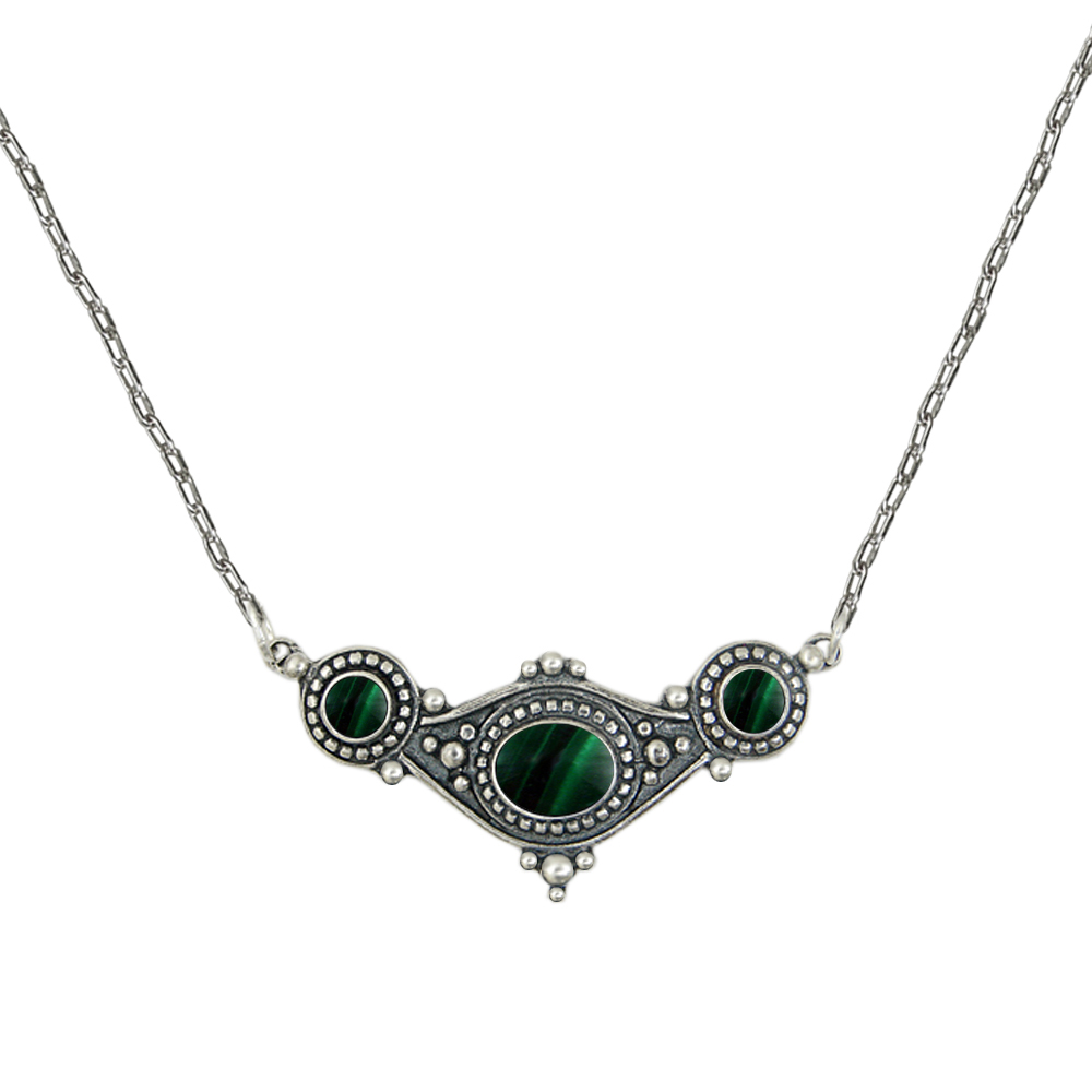 Sterling Silver Necklace With Malachite
